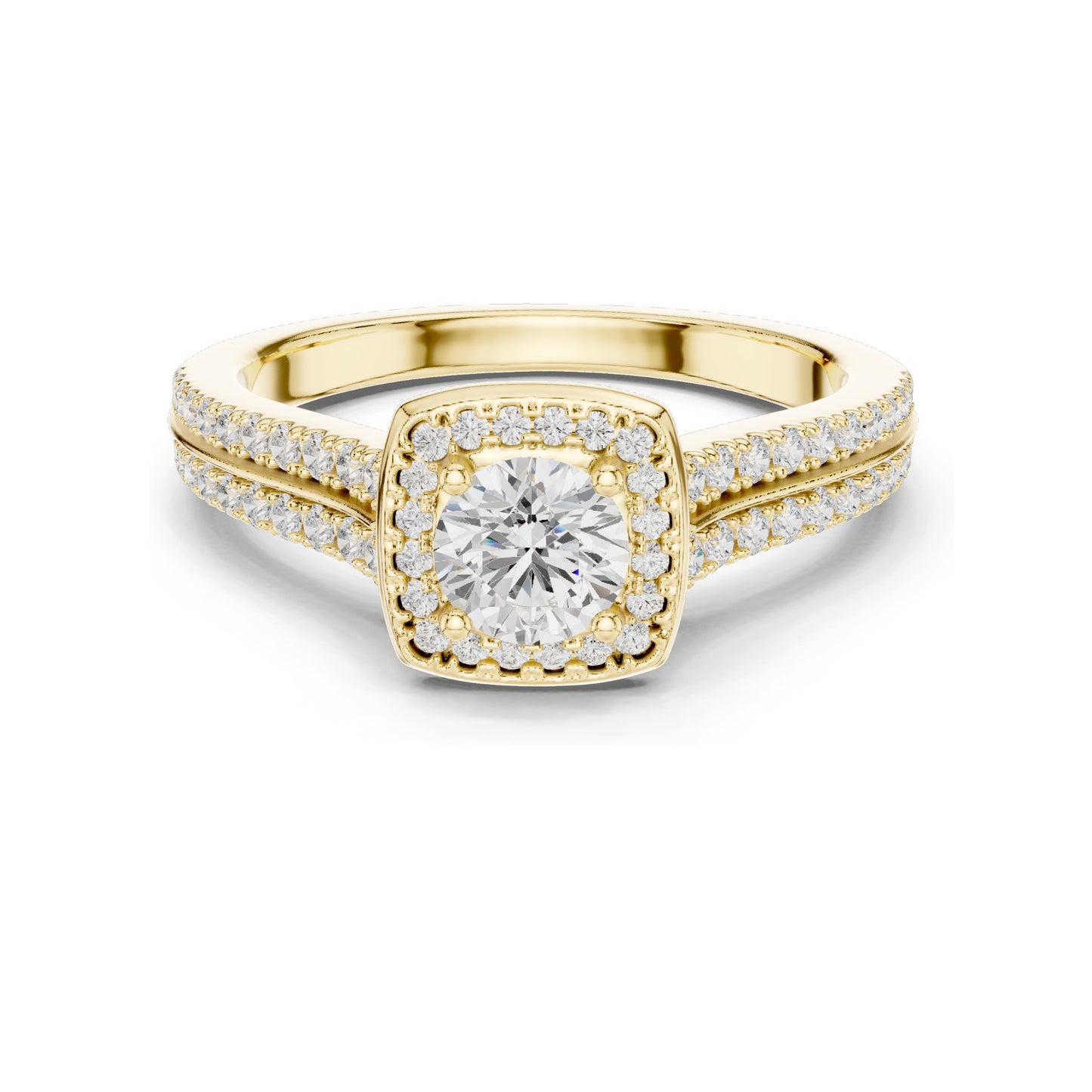 0.994 CT Round Cut Halo Lab Diamond Engagement Ring for Women | VVS-VS EF Clarity | 18KT, 14KT, 10KT Gold & 925 Silver | Rose, Yellow, White Gold & Moissanite Options