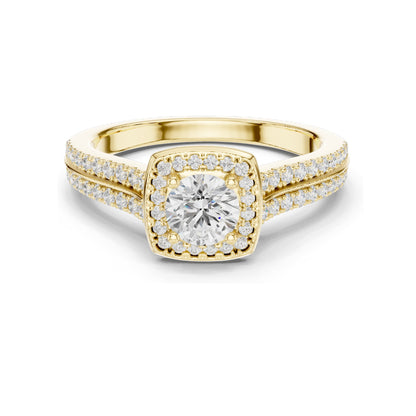 0.994 CT Round Cut Halo Lab Diamond Engagement Ring for Women | VVS-VS EF Clarity | 18KT, 14KT, 10KT Gold & 925 Silver | Rose, Yellow, White Gold & Moissanite Options