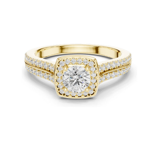 0.994 CT Round Cut Halo Lab Diamond Engagement Ring for Women | VVS-VS EF Clarity | 18KT, 14KT, 10KT Gold & 925 Silver | Rose, Yellow, White Gold & Moissanite Options