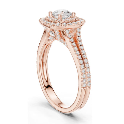 1.306 CT Lab Diamond Halo Engagement Ring for Women | VVS-VS EF Clarity | 18KT, 14KT, 10KT Gold & 925 Silver | Rose, Yellow, White Gold & Moissanite Options