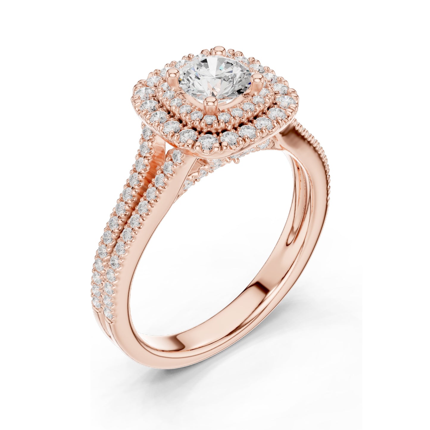 1.306 CT Lab Diamond Halo Engagement Ring for Women | VVS-VS EF Clarity | 18KT, 14KT, 10KT Gold & 925 Silver | Rose, Yellow, White Gold & Moissanite Options