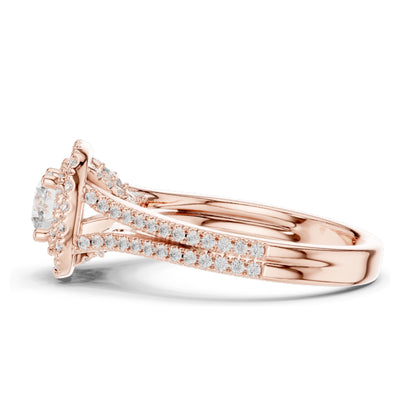 1.306 CT Lab Diamond Halo Engagement Ring for Women | VVS-VS EF Clarity | 18KT, 14KT, 10KT Gold & 925 Silver | Rose, Yellow, White Gold & Moissanite Options