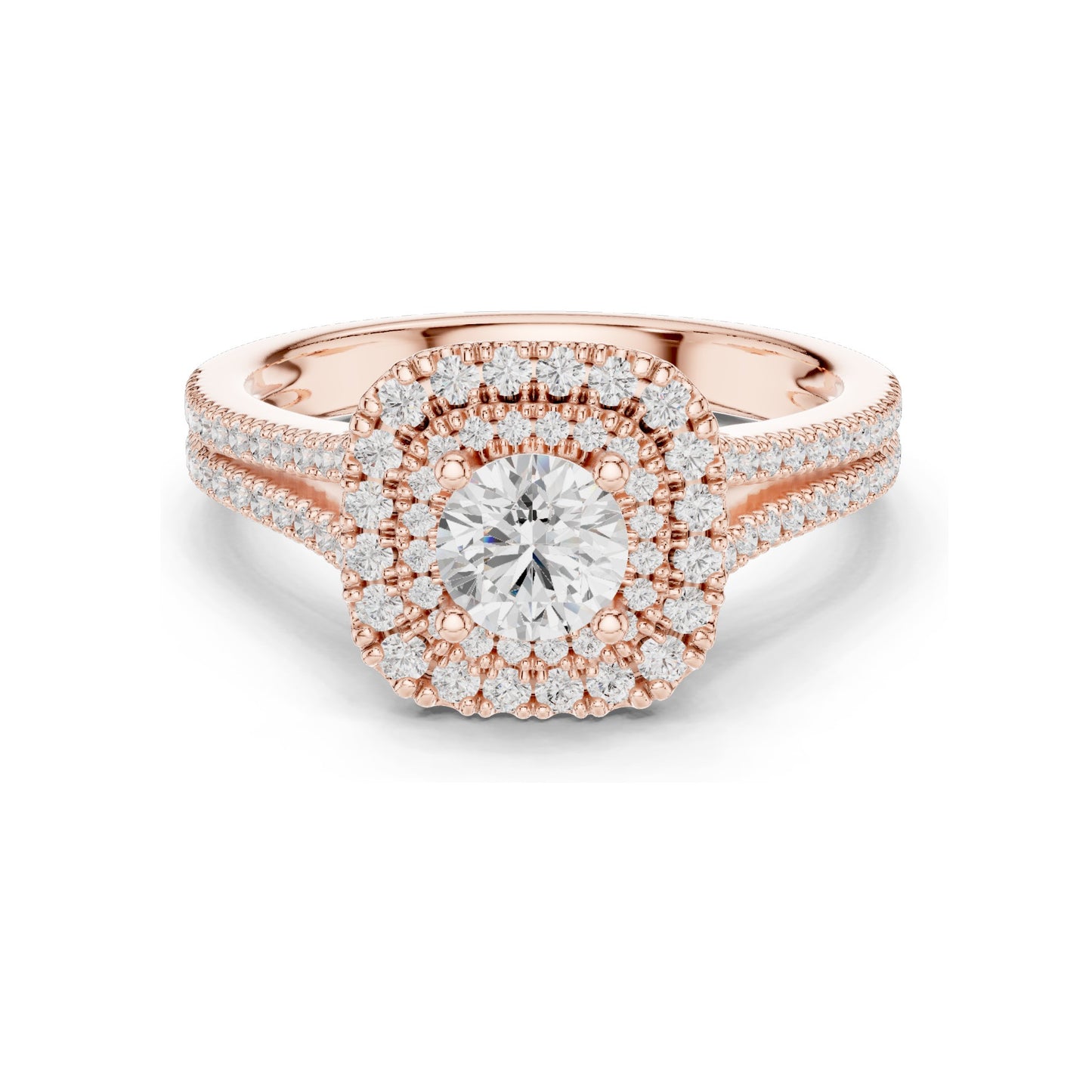 1.306 CT Lab Diamond Halo Engagement Ring for Women | VVS-VS EF Clarity | 18KT, 14KT, 10KT Gold & 925 Silver | Rose, Yellow, White Gold & Moissanite Options