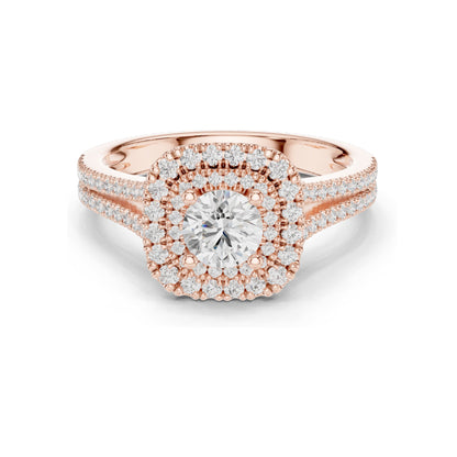 1.306 CT Lab Diamond Halo Engagement Ring for Women | VVS-VS EF Clarity | 18KT, 14KT, 10KT Gold & 925 Silver | Rose, Yellow, White Gold & Moissanite Options