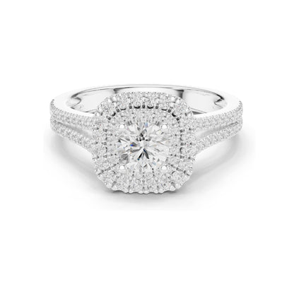 1.306 CT Lab Diamond Halo Engagement Ring for Women | VVS-VS EF Clarity | 18KT, 14KT, 10KT Gold & 925 Silver | Rose, Yellow, White Gold & Moissanite Options