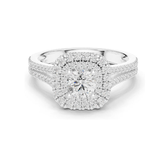 1.306 CT Lab Diamond Halo Engagement Ring for Women | VVS-VS EF Clarity | 18KT, 14KT, 10KT Gold & 925 Silver | Rose, Yellow, White Gold & Moissanite Options