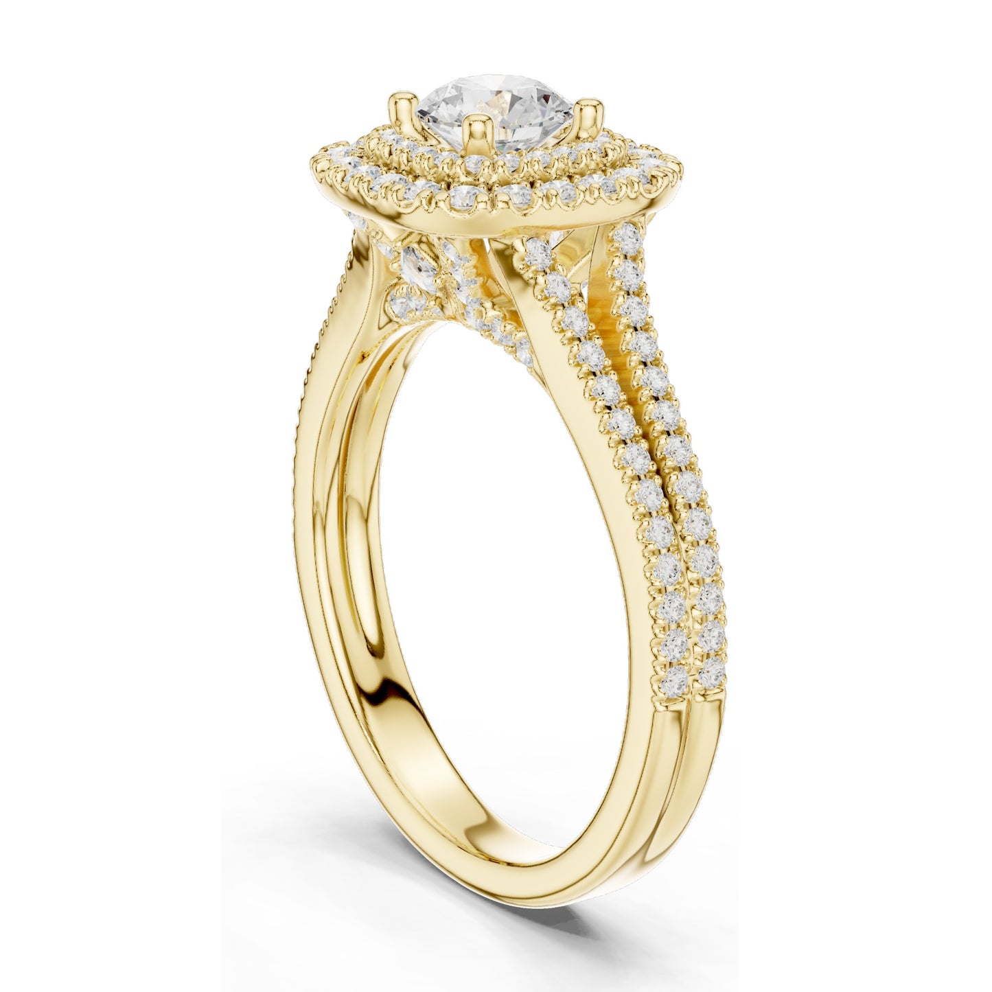 1.306 CT Lab Diamond Halo Engagement Ring for Women | VVS-VS EF Clarity | 18KT, 14KT, 10KT Gold & 925 Silver | Rose, Yellow, White Gold & Moissanite Options