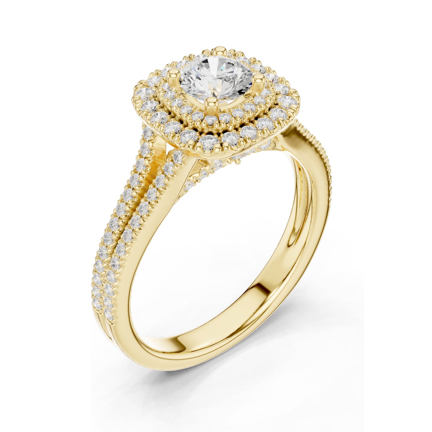 1.306 CT Lab Diamond Halo Engagement Ring for Women | VVS-VS EF Clarity | 18KT, 14KT, 10KT Gold & 925 Silver | Rose, Yellow, White Gold & Moissanite Options