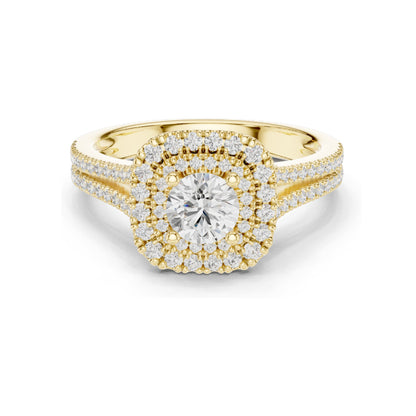 1.306 CT Lab Diamond Halo Engagement Ring for Women | VVS-VS EF Clarity | 18KT, 14KT, 10KT Gold & 925 Silver | Rose, Yellow, White Gold & Moissanite Options