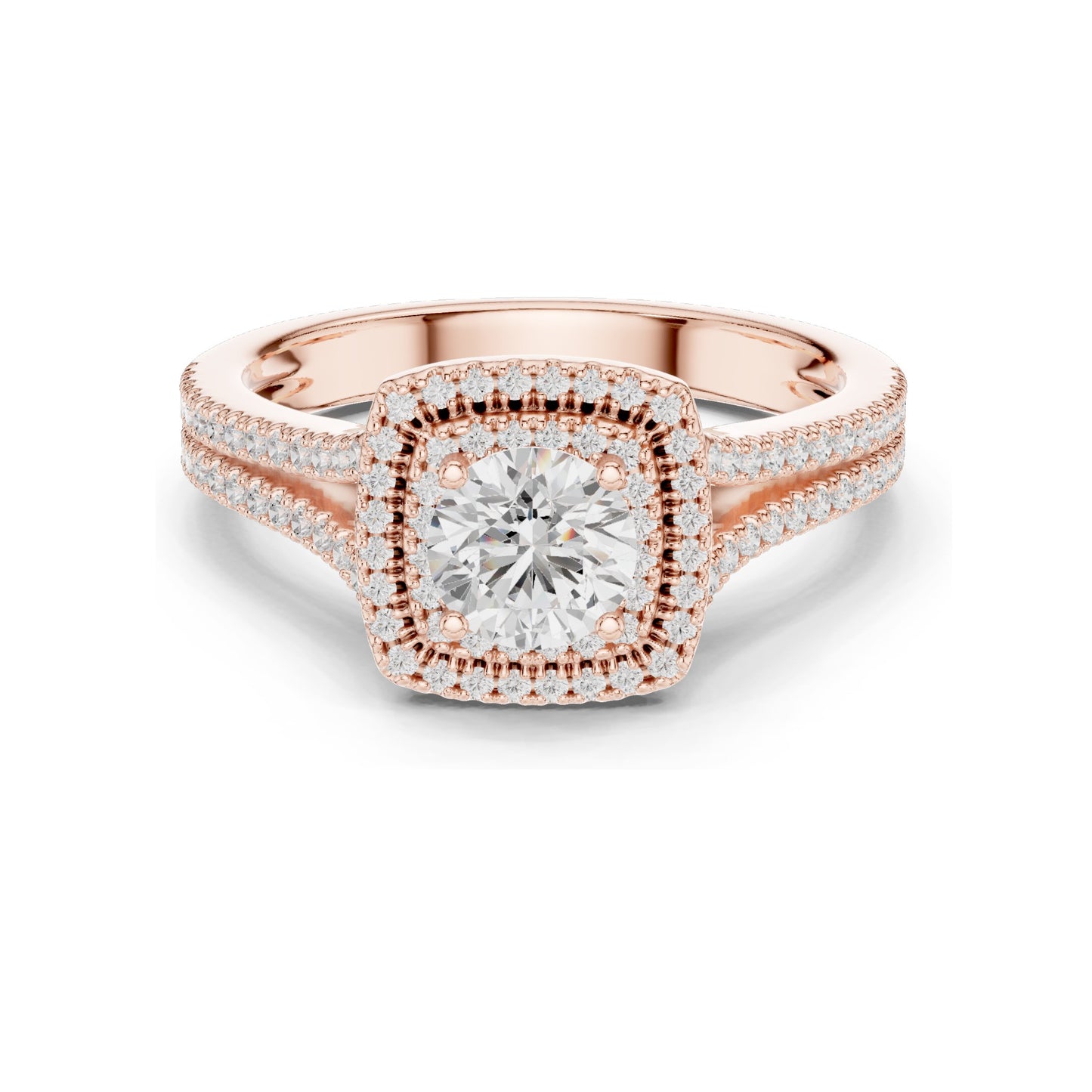 1.388 CT Round Cut Halo Lab Diamond Engagement Ring for Women | VVS-VS EF Clarity | 18KT, 14KT, 10KT Gold & 925 Silver | Rose, Yellow, White Gold & Moissanite Options