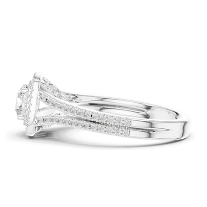 1.388 CT Round Cut Halo Lab Diamond Engagement Ring for Women | VVS-VS EF Clarity | 18KT, 14KT, 10KT Gold & 925 Silver | Rose, Yellow, White Gold & Moissanite Options