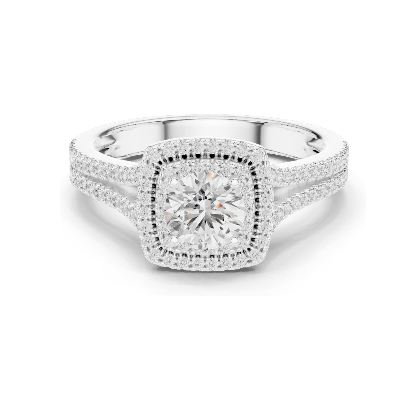 1.388 CT Round Cut Halo Lab Diamond Engagement Ring for Women | VVS-VS EF Clarity | 18KT, 14KT, 10KT Gold & 925 Silver | Rose, Yellow, White Gold & Moissanite Options