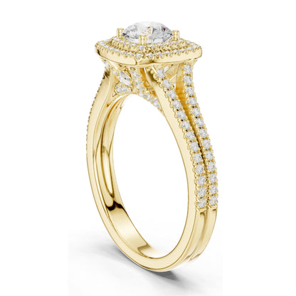 1.388 CT Round Cut Halo Lab Diamond Engagement Ring for Women | VVS-VS EF Clarity | 18KT, 14KT, 10KT Gold & 925 Silver | Rose, Yellow, White Gold & Moissanite Options