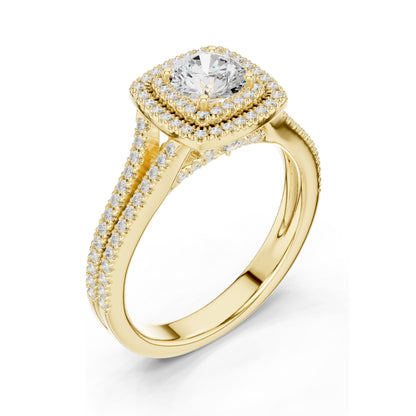 1.388 CT Round Cut Halo Lab Diamond Engagement Ring for Women | VVS-VS EF Clarity | 18KT, 14KT, 10KT Gold & 925 Silver | Rose, Yellow, White Gold & Moissanite Options