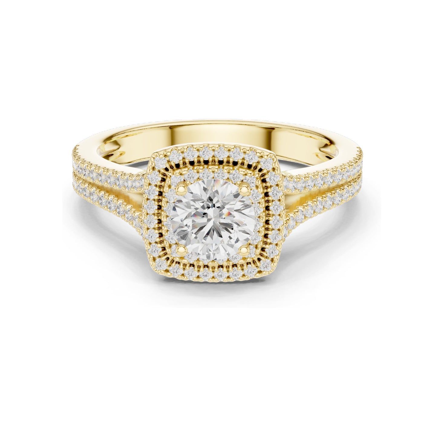 1.388 CT Round Cut Halo Lab Diamond Engagement Ring for Women | VVS-VS EF Clarity | 18KT, 14KT, 10KT Gold & 925 Silver | Rose, Yellow, White Gold & Moissanite Options
