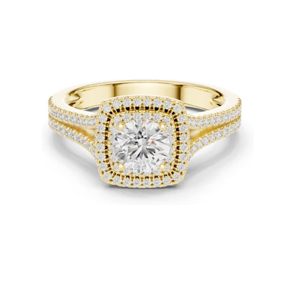 1.388 CT Round Cut Halo Lab Diamond Engagement Ring for Women | VVS-VS EF Clarity | 18KT, 14KT, 10KT Gold & 925 Silver | Rose, Yellow, White Gold & Moissanite Options