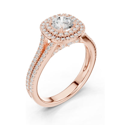 1.726 CT Lab Diamond Halo Engagement Ring for Women | VVS-VS EF Clarity | 18KT, 14KT, 10KT Gold & 925 Silver | Rose, Yellow, White Gold & Moissanite Options