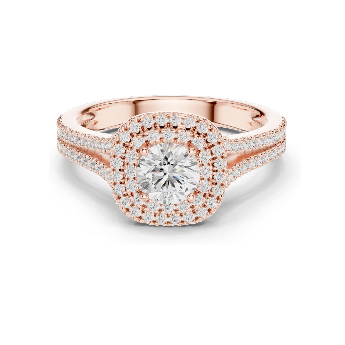 1.726 CT Lab Diamond Halo Engagement Ring for Women | VVS-VS EF Clarity | 18KT, 14KT, 10KT Gold & 925 Silver | Rose, Yellow, White Gold & Moissanite Options