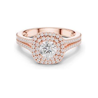 1.726 CT Lab Diamond Halo Engagement Ring for Women | VVS-VS EF Clarity | 18KT, 14KT, 10KT Gold & 925 Silver | Rose, Yellow, White Gold & Moissanite Options