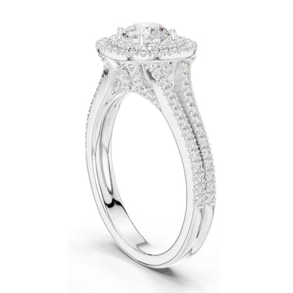 1.726 CT Lab Diamond Halo Engagement Ring for Women | VVS-VS EF Clarity | 18KT, 14KT, 10KT Gold & 925 Silver | Rose, Yellow, White Gold & Moissanite Options