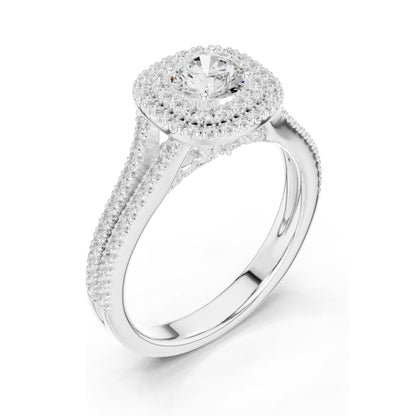 1.726 CT Lab Diamond Halo Engagement Ring for Women | VVS-VS EF Clarity | 18KT, 14KT, 10KT Gold & 925 Silver | Rose, Yellow, White Gold & Moissanite Options