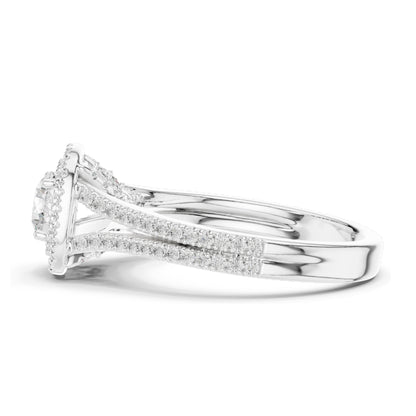 1.726 CT Lab Diamond Halo Engagement Ring for Women | VVS-VS EF Clarity | 18KT, 14KT, 10KT Gold & 925 Silver | Rose, Yellow, White Gold & Moissanite Options