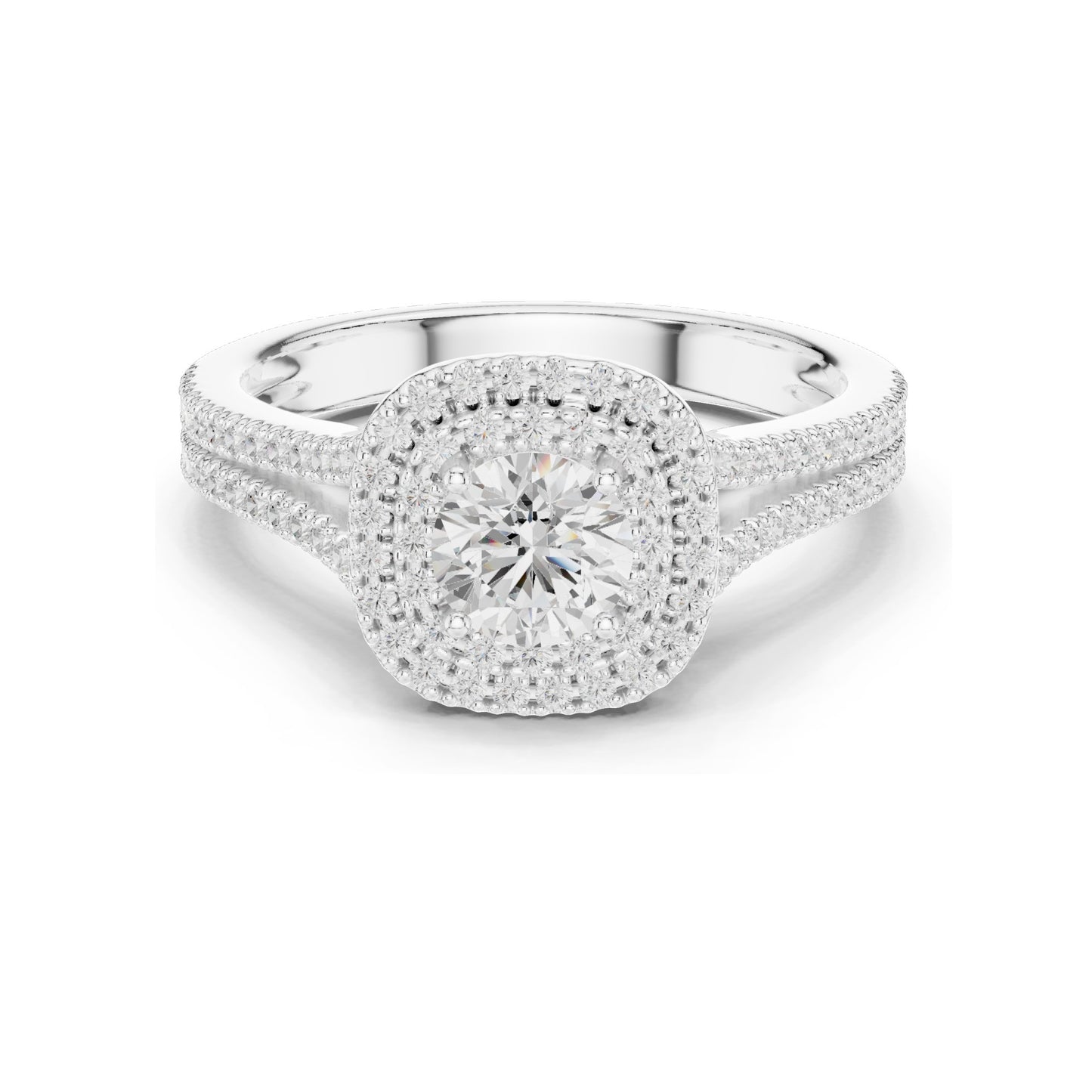 1.726 CT Lab Diamond Halo Engagement Ring for Women | VVS-VS EF Clarity | 18KT, 14KT, 10KT Gold & 925 Silver | Rose, Yellow, White Gold & Moissanite Options