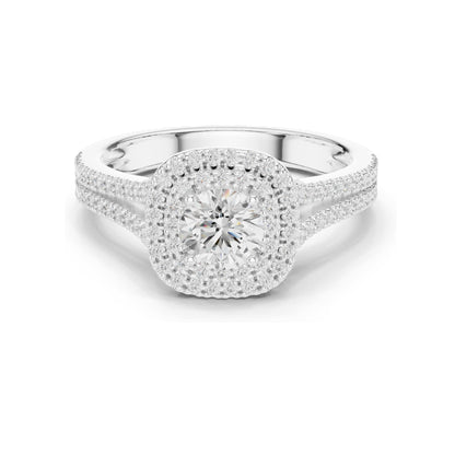 1.726 CT Lab Diamond Halo Engagement Ring for Women | VVS-VS EF Clarity | 18KT, 14KT, 10KT Gold & 925 Silver | Rose, Yellow, White Gold & Moissanite Options