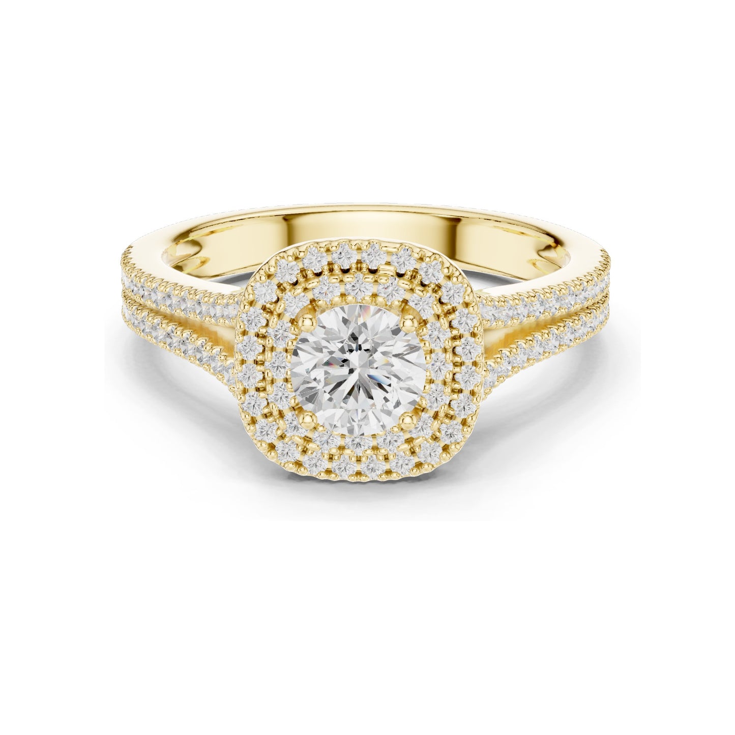 1.726 CT Lab Diamond Halo Engagement Ring for Women | VVS-VS EF Clarity | 18KT, 14KT, 10KT Gold & 925 Silver | Rose, Yellow, White Gold & Moissanite Options