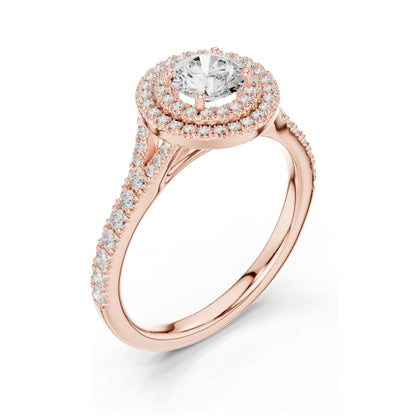 1.082 CT Round Brilliant Halo Lab Diamond Engagement Ring for Women | VVS-VS EF Clarity | 18KT, 14KT, 10KT Gold & 925 Silver | Rose, Yellow, White Gold & Moissanite Options