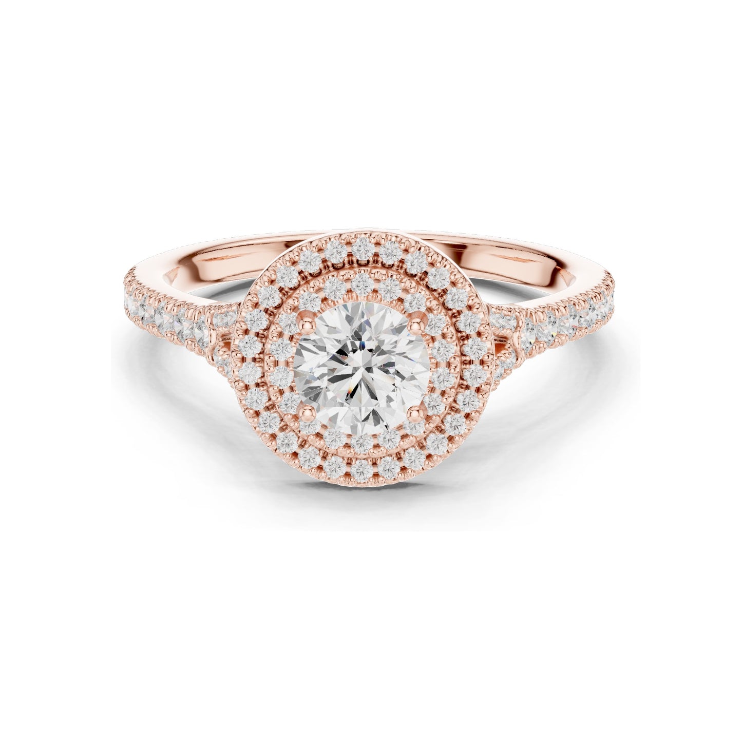 1.082 CT Round Brilliant Halo Lab Diamond Engagement Ring for Women | VVS-VS EF Clarity | 18KT, 14KT, 10KT Gold & 925 Silver | Rose, Yellow, White Gold & Moissanite Options