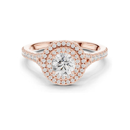 1.082 CT Round Brilliant Halo Lab Diamond Engagement Ring for Women | VVS-VS EF Clarity | 18KT, 14KT, 10KT Gold & 925 Silver | Rose, Yellow, White Gold & Moissanite Options