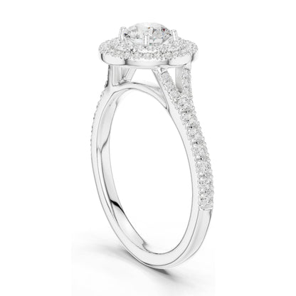 1.082 CT Round Brilliant Halo Lab Diamond Engagement Ring for Women | VVS-VS EF Clarity | 18KT, 14KT, 10KT Gold & 925 Silver | Rose, Yellow, White Gold & Moissanite Options