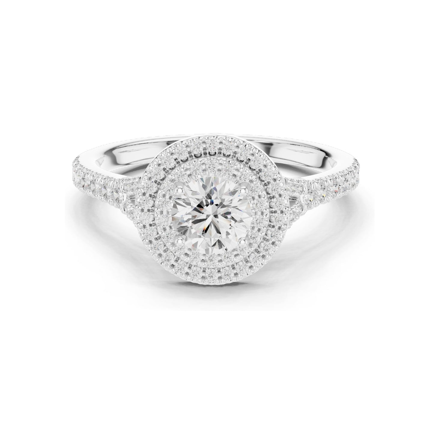 1.082 CT Round Brilliant Halo Lab Diamond Engagement Ring for Women | VVS-VS EF Clarity | 18KT, 14KT, 10KT Gold & 925 Silver | Rose, Yellow, White Gold & Moissanite Options