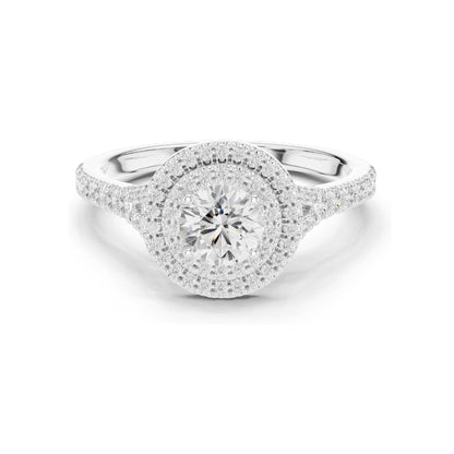 1.082 CT Round Brilliant Halo Lab Diamond Engagement Ring for Women | VVS-VS EF Clarity | 18KT, 14KT, 10KT Gold & 925 Silver | Rose, Yellow, White Gold & Moissanite Options