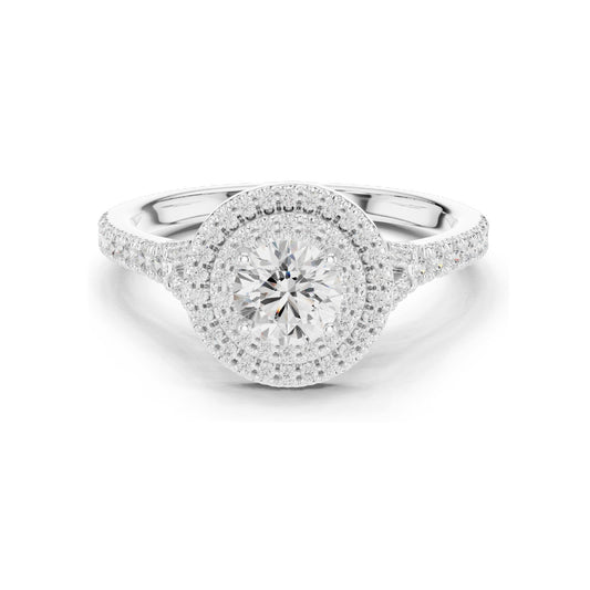 1.082 CT Round Brilliant Halo Lab Diamond Engagement Ring for Women | VVS-VS EF Clarity | 18KT, 14KT, 10KT Gold & 925 Silver | Rose, Yellow, White Gold & Moissanite Options