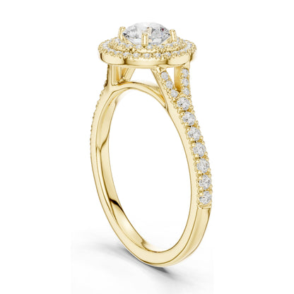 1.082 CT Round Brilliant Halo Lab Diamond Engagement Ring for Women | VVS-VS EF Clarity | 18KT, 14KT, 10KT Gold & 925 Silver | Rose, Yellow, White Gold & Moissanite Options