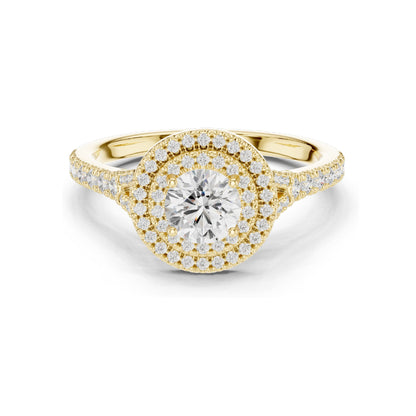 1.082 CT Round Brilliant Halo Lab Diamond Engagement Ring for Women | VVS-VS EF Clarity | 18KT, 14KT, 10KT Gold & 925 Silver | Rose, Yellow, White Gold & Moissanite Options