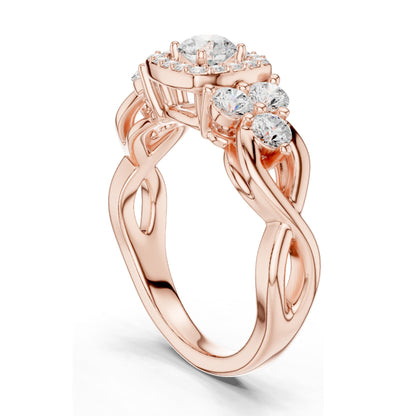 1.11 CT Lab Diamond Halo Engagement Ring for Women | VVS-VS EF Clarity | 18KT, 14KT, 10KT Gold & 925 Silver | Rose, Yellow, White Gold & Moissanite Options