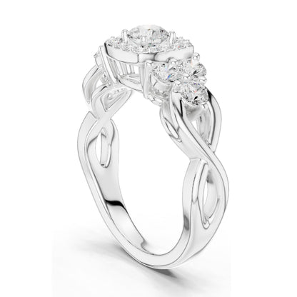 1.11 CT Lab Diamond Halo Engagement Ring for Women | VVS-VS EF Clarity | 18KT, 14KT, 10KT Gold & 925 Silver | Rose, Yellow, White Gold & Moissanite Options