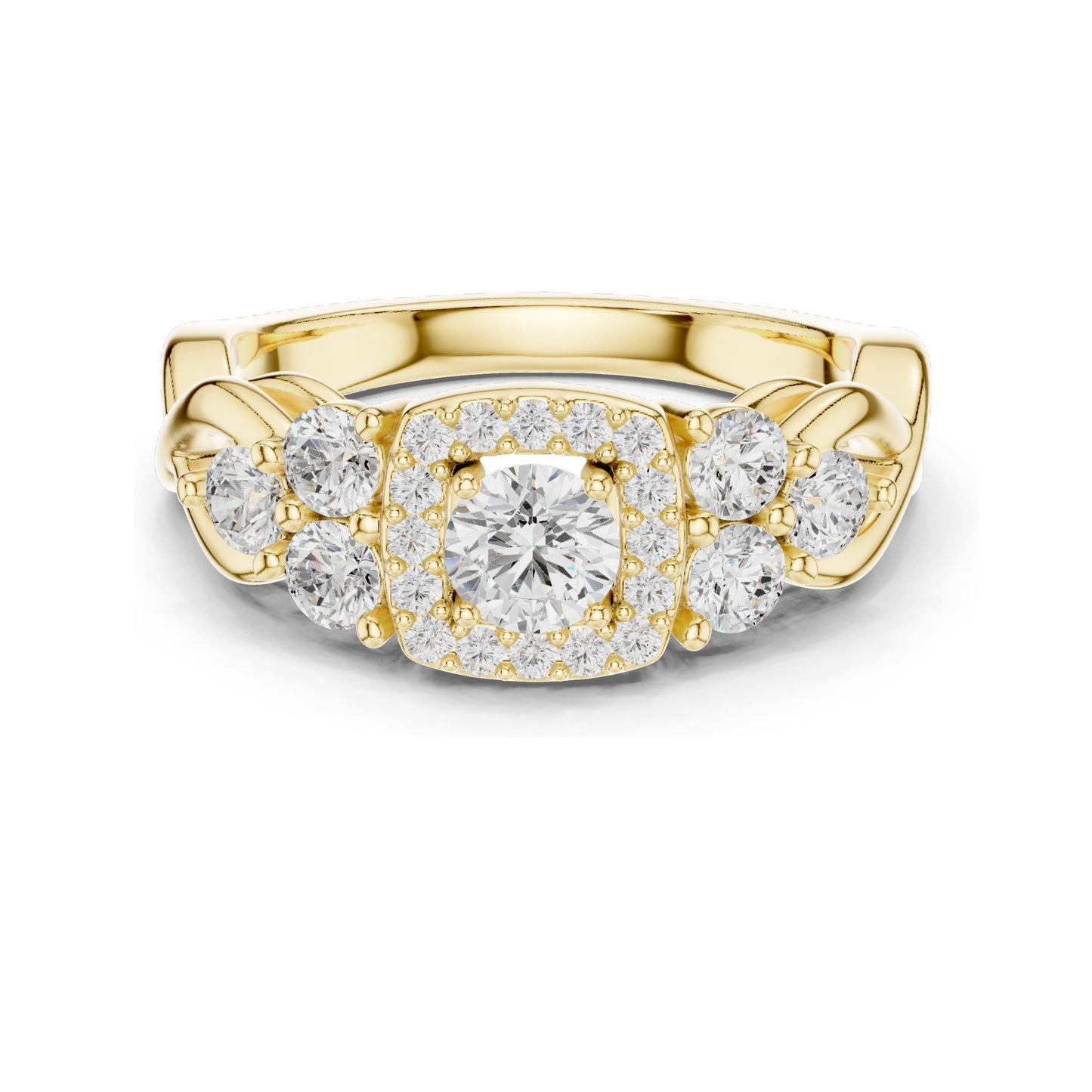 1.11 CT Lab Diamond Halo Engagement Ring for Women | VVS-VS EF Clarity | 18KT, 14KT, 10KT Gold & 925 Silver | Rose, Yellow, White Gold & Moissanite Options