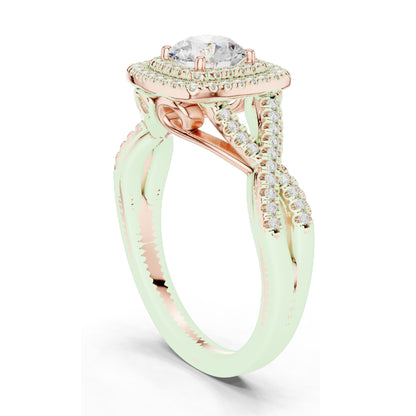 1.22 CT Cushion Cut Lab Diamond Halo Engagement Ring | VVS-VS EF Clarity | 18KT, 14KT, 10KT Gold & 925 Silver | Rose, Yellow, White Gold & Moissanite Options