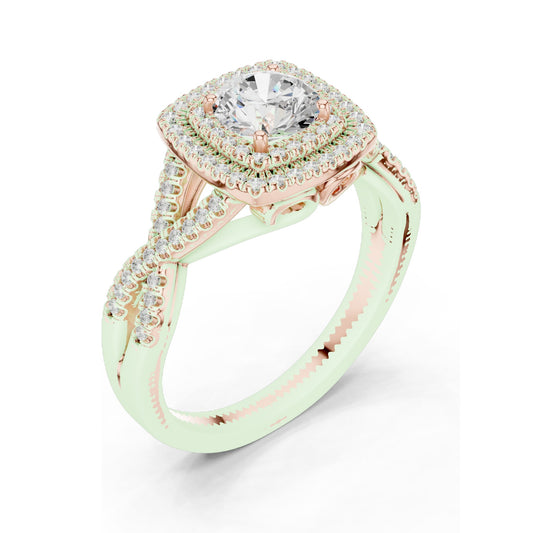 1.22 CT Cushion Cut Lab Diamond Halo Engagement Ring | VVS-VS EF Clarity | 18KT, 14KT, 10KT Gold & 925 Silver | Rose, Yellow, White Gold & Moissanite Options