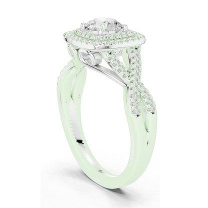 1.22 CT Cushion Cut Lab Diamond Halo Engagement Ring | VVS-VS EF Clarity | 18KT, 14KT, 10KT Gold & 925 Silver | Rose, Yellow, White Gold & Moissanite Options
