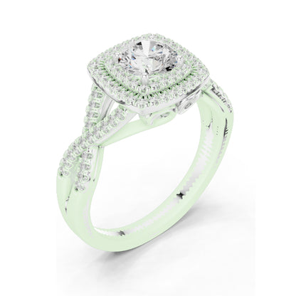 1.22 CT Cushion Cut Lab Diamond Halo Engagement Ring | VVS-VS EF Clarity | 18KT, 14KT, 10KT Gold & 925 Silver | Rose, Yellow, White Gold & Moissanite Options