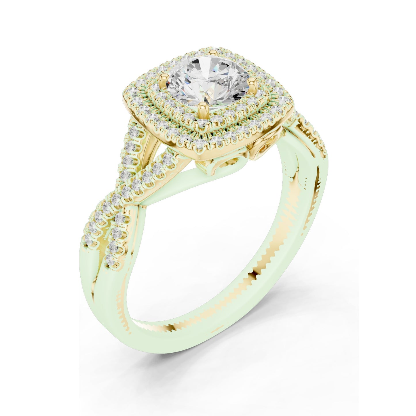1.22 CT Cushion Cut Lab Diamond Halo Engagement Ring | VVS-VS EF Clarity | 18KT, 14KT, 10KT Gold & 925 Silver | Rose, Yellow, White Gold & Moissanite Options