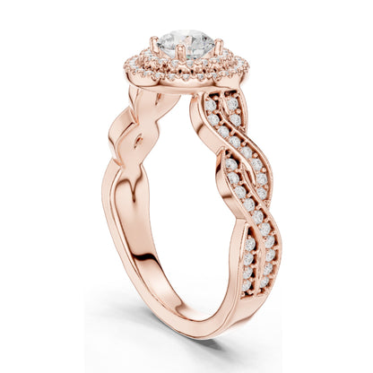 1.006 CT Round Brilliant Lab Diamond Halo Engagement Ring for Women | VVS-VS EF Clarity | 18KT, 14KT, 10KT Gold & 925 Silver | Rose, Yellow, White Gold & Moissanite Options