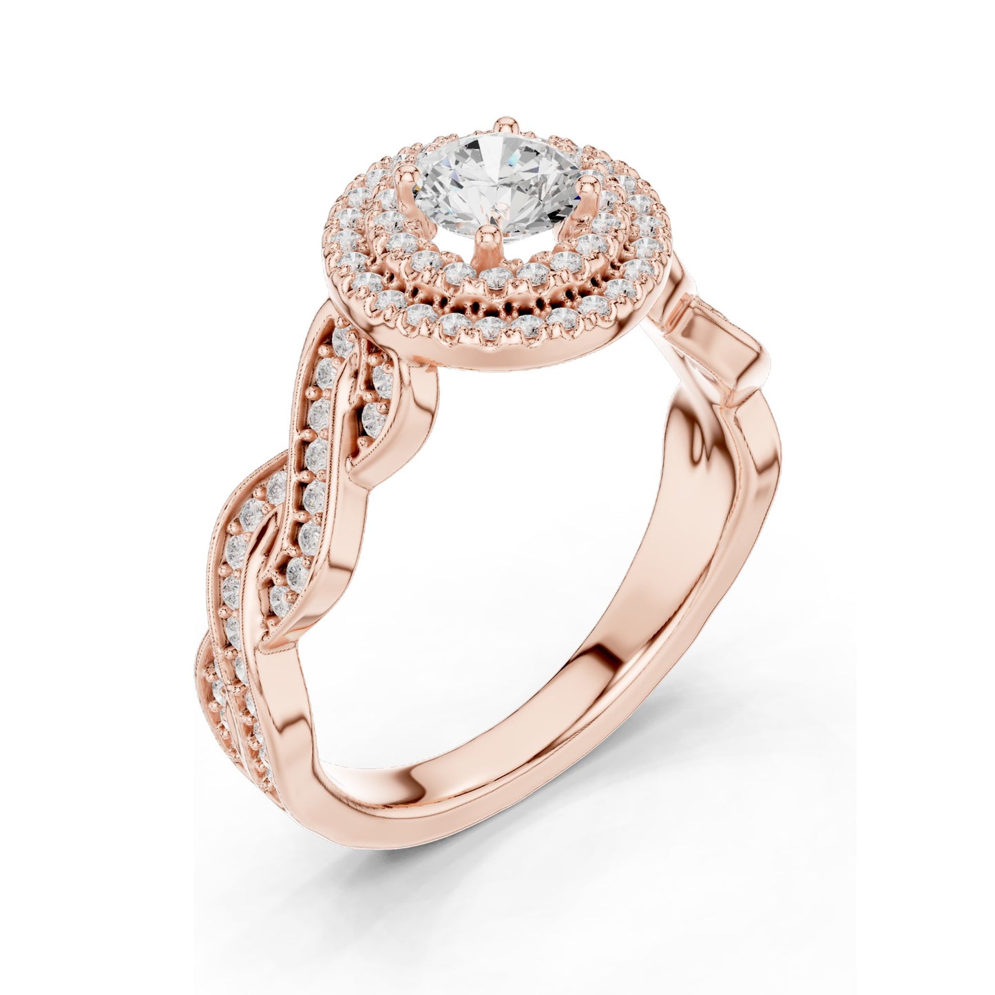1.006 CT Round Brilliant Lab Diamond Halo Engagement Ring for Women | VVS-VS EF Clarity | 18KT, 14KT, 10KT Gold & 925 Silver | Rose, Yellow, White Gold & Moissanite Options