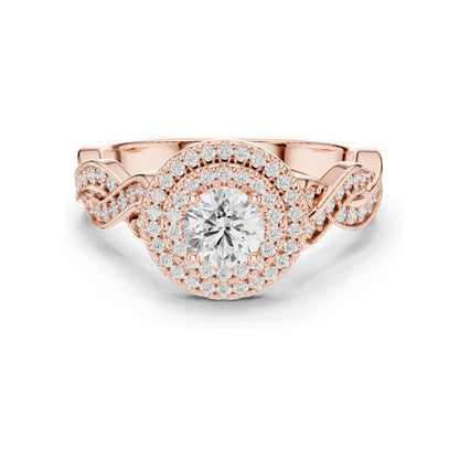 1.006 CT Round Brilliant Lab Diamond Halo Engagement Ring for Women | VVS-VS EF Clarity | 18KT, 14KT, 10KT Gold & 925 Silver | Rose, Yellow, White Gold & Moissanite Options