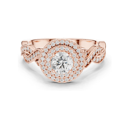 1.006 CT Round Brilliant Lab Diamond Halo Engagement Ring for Women | VVS-VS EF Clarity | 18KT, 14KT, 10KT Gold & 925 Silver | Rose, Yellow, White Gold & Moissanite Options